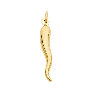 14K Yellow Gold  Cornicello Italian Horn Pendant